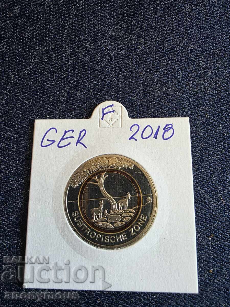5 Euro coin Germany subtropical zone, region F 2018 5 Euro coin Germany subtropical zone, region F 2018