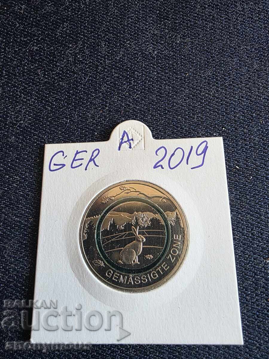 5 Ευρώ νόμισμα Γερμανίας εύκρατη ζώνη, περιοχή Α 2019 5 Ευρώ νόμισμα Γερμανίας εύκρατη ζώνη, περιοχή Α 2019