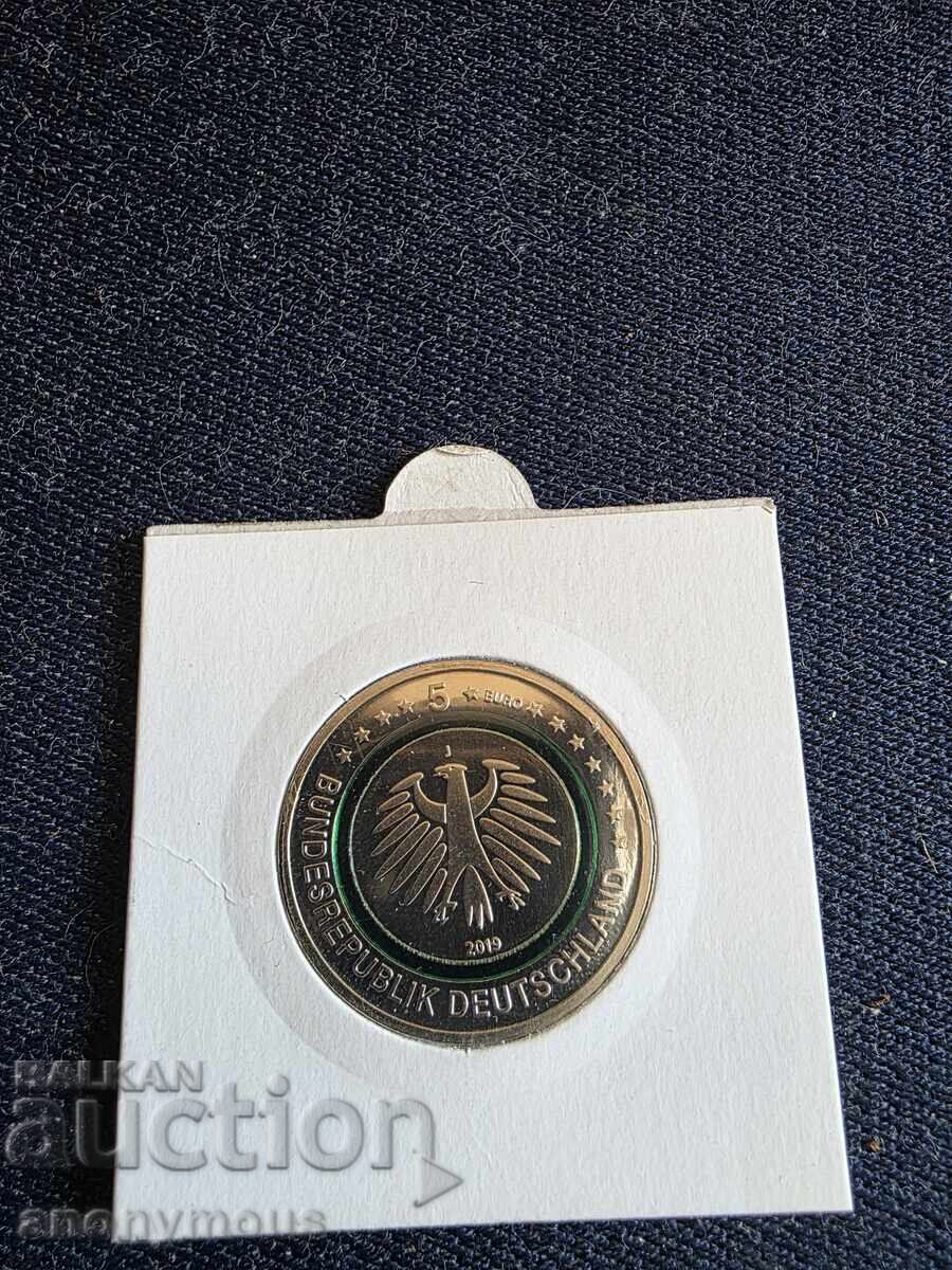 5 Евро монета Германия умерен пояс,регион J 2019 с цена 30.00 лв. | € 15.34