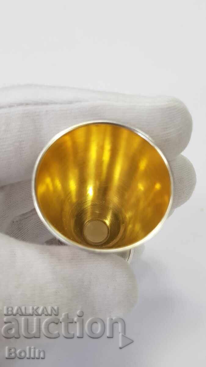 Ασημένιο επιχρυσωμένο ρωσικό σοβιετικό φλιτζάνι, ποτήρι βότκας - 875 π - 6