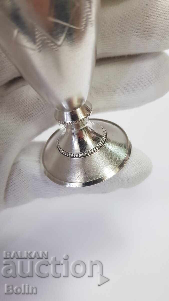 Ασημένιο επιχρυσωμένο ρωσικό σοβιετικό φλιτζάνι, ποτήρι βότκας - 875 π - 5