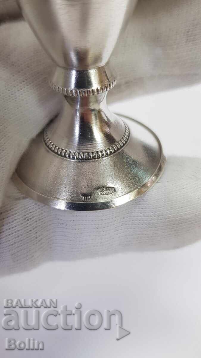 Ασημένιο επιχρυσωμένο ρωσικό σοβιετικό φλιτζάνι, ποτήρι βότκας - 875 π - 6