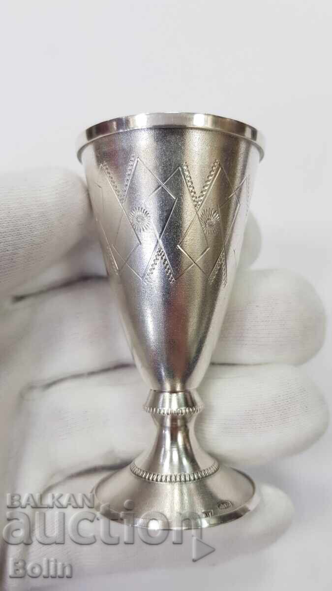 Ασημένιο επιχρυσωμένο ρωσικό σοβιετικό φλιτζάνι, ποτήρι βότκας - 875 π