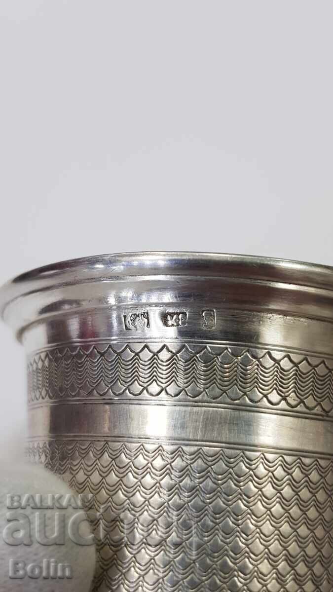 Колекционна сребърна позлатена чаша, чашка - Европа - 19.век - 6