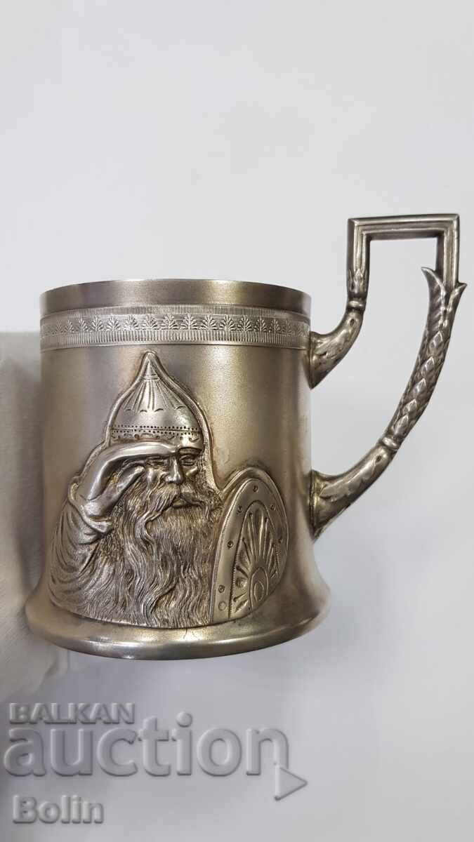 Πολύ σπάνιο ρωσικό αυτοκρατορικό ποτήρι με θήκη και ΒΟΓΑΤΙΡ 84 - πρ