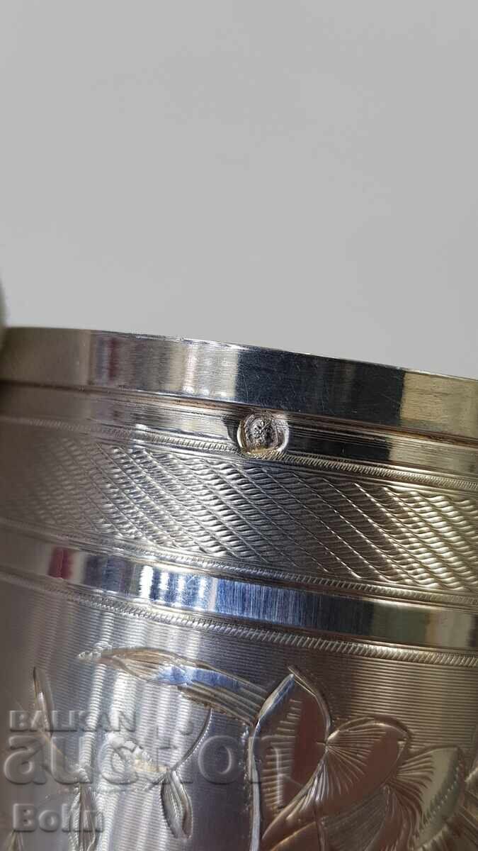 Сребърна френска чаша за вода, вино - 1895 г. С.D.ROUSSEL - 6