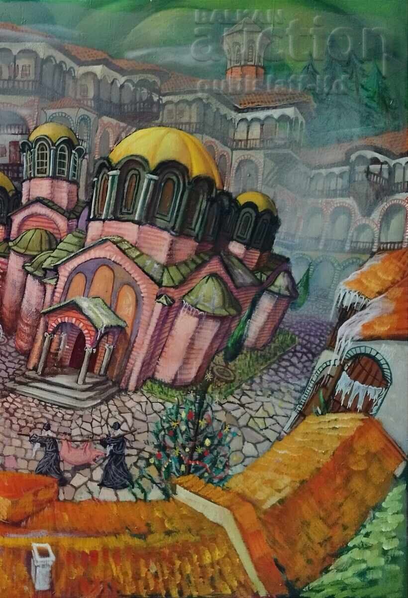 Auction Painting "Rila Monastery", artist I. Dimitrov, 1999. Auction Painting "Rila Monastery", artist I. Dimitrov, 1999.