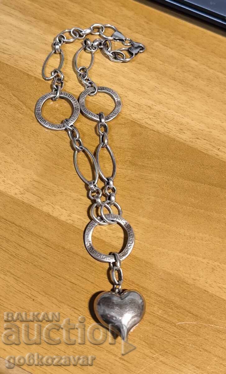 Licitație Colier Masiv Argint Inimă 0,925 ! Licitație Colier Masiv Argint Inimă 0,925 !