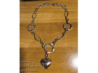 Сребърно Масивно Колие Сърце 0,925 !