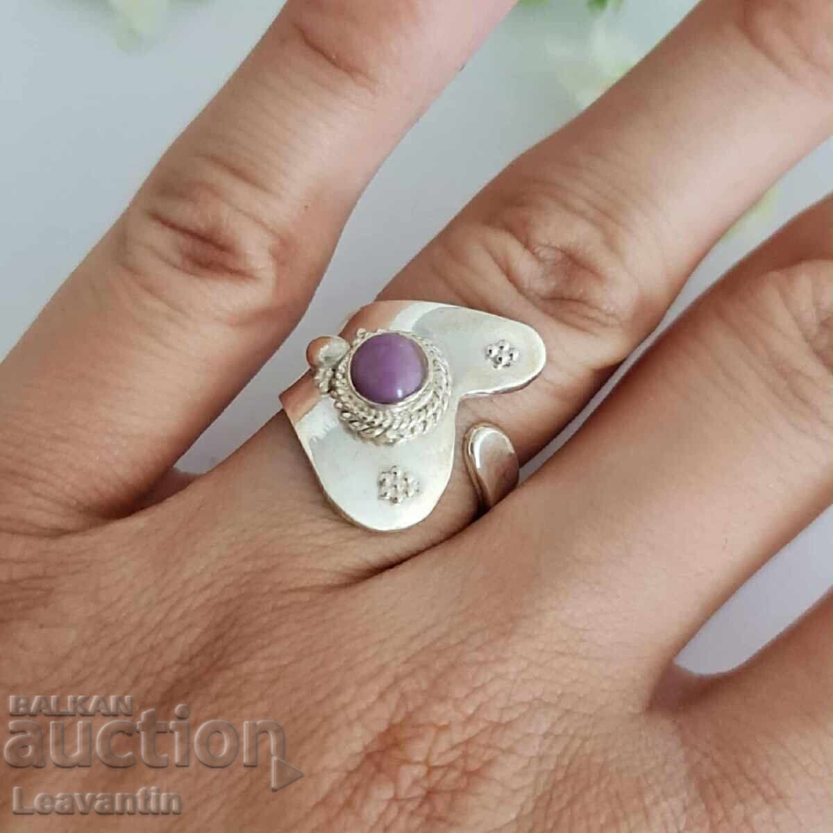 Аукцион Регулируем сребърен пръстен с Фосфосидерит