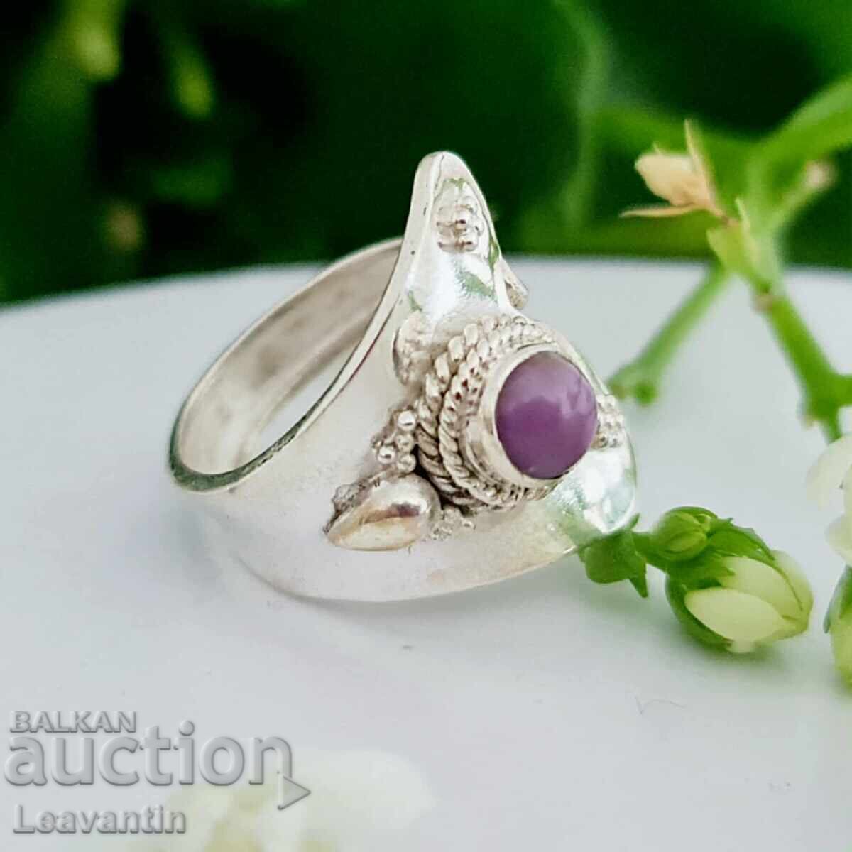 Регулируем сребърен пръстен с Фосфосидерит - 5