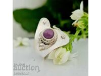 Регулируем сребърен пръстен с Фосфосидерит