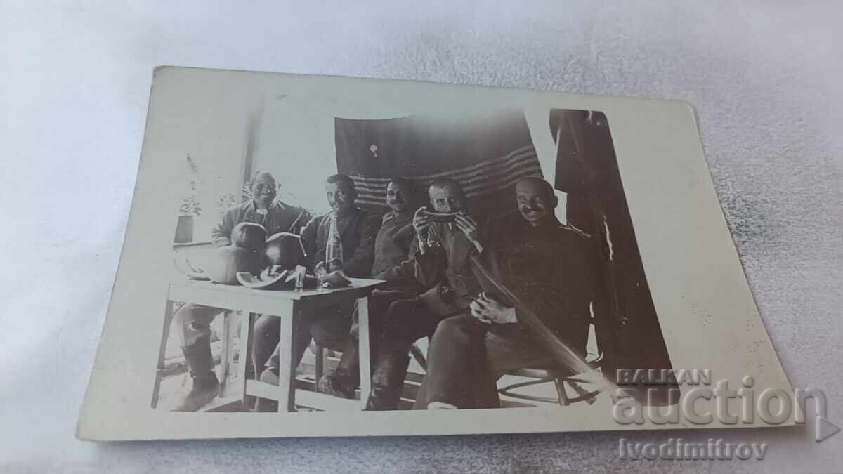 Photograph of Officers Eating Watermelon on the Front P S W Photograph of Officers Eating Watermelon on the Front P S W