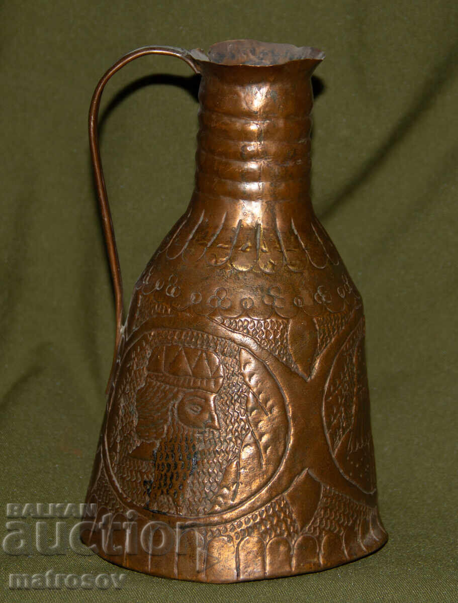 Cana decorativă din cupru, lucrată manual