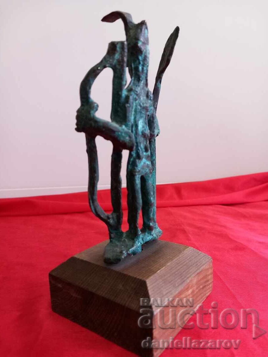 Veche Sculptură din Bronz Nuragică Arcaș Statuetă - 5