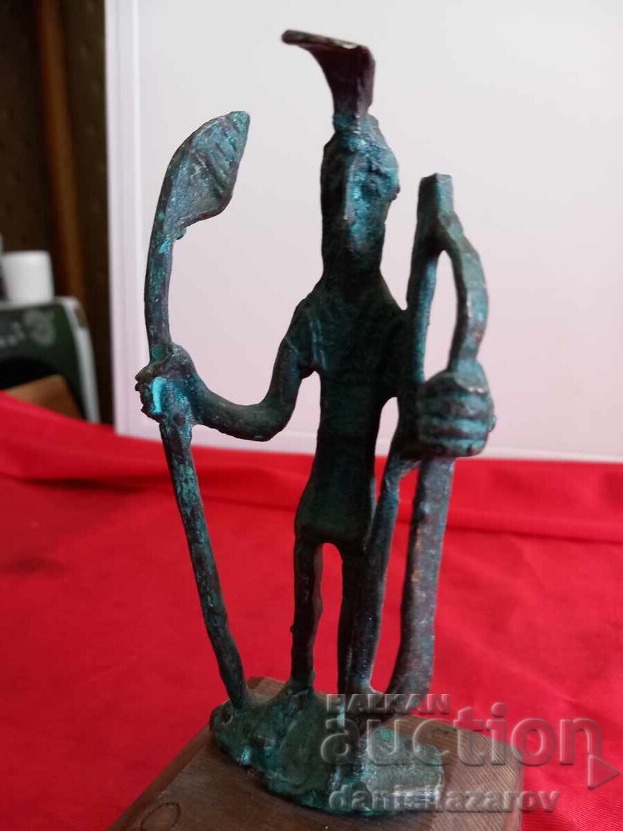 Veche Sculptură din Bronz Nuragică Arcaș Statuetă - 6