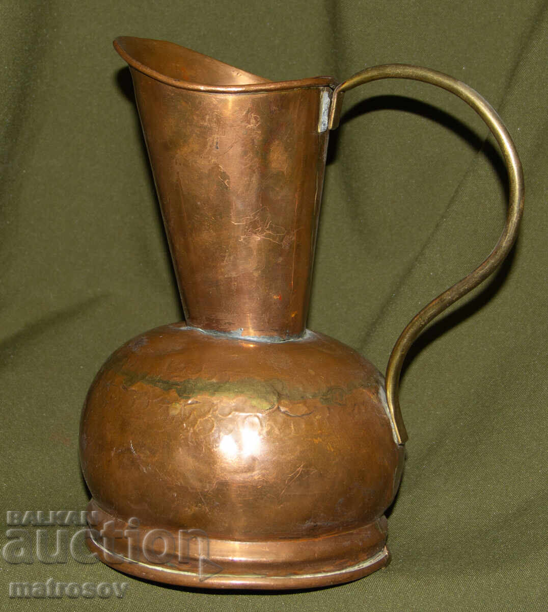 Veche cană solidă de cupru, lucrată manual - 5
