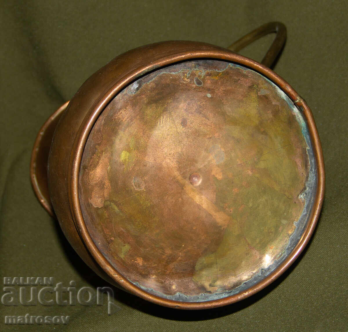 Veche cană solidă de cupru, lucrată manual - 6