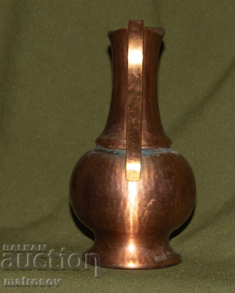 Veche cană solidă de cupru, lucrată manual - 5