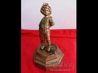 Veche Statuetă de Bronz, Figură BĂIAT, Aurire