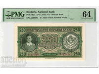 Bulgaria 250 Leva 1943 Pick 65a PMG 64 Choice Unc