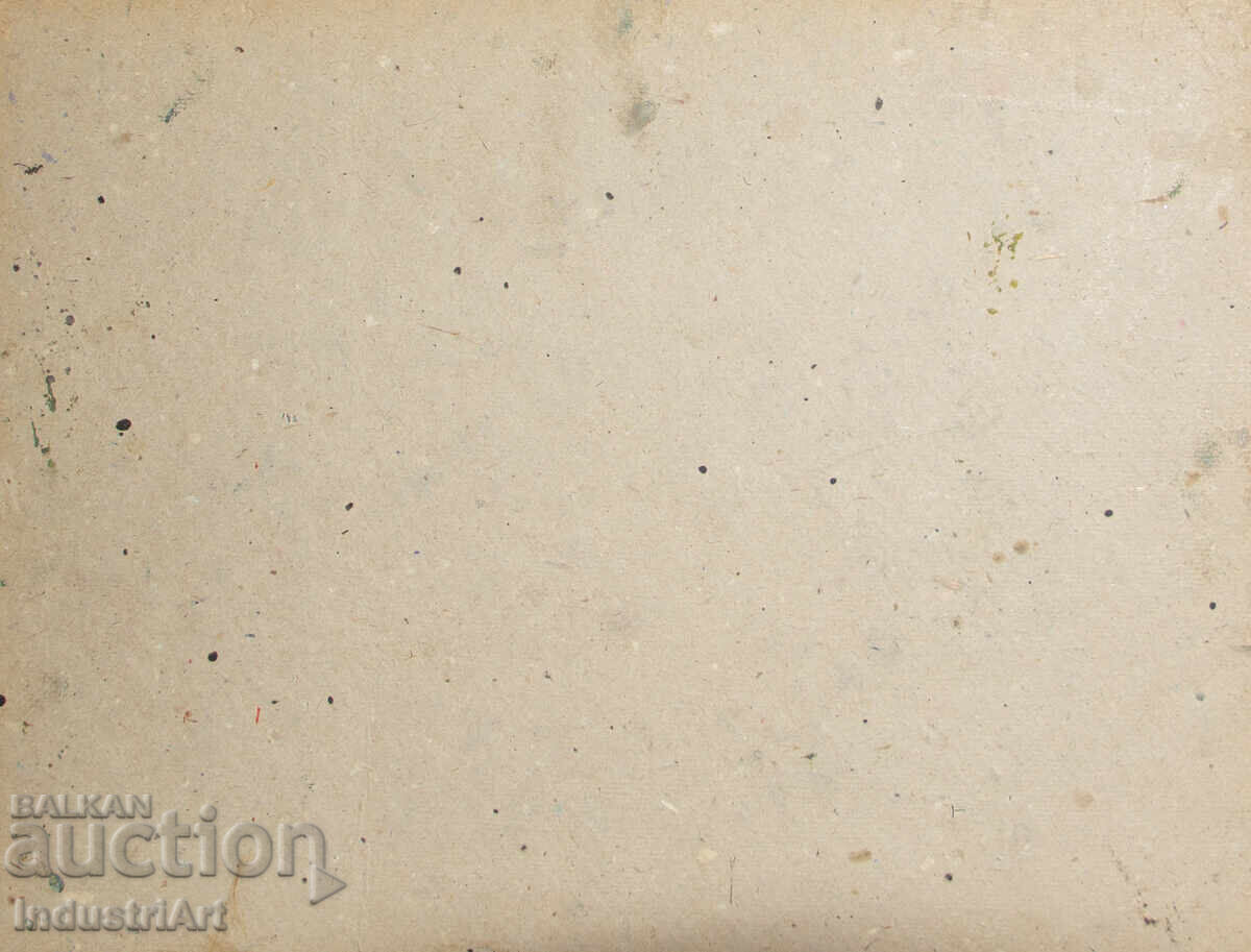 Παλιός ελαιογραφία, σκηνή της υπαίθρου, ορεινό ποτάμι - 6