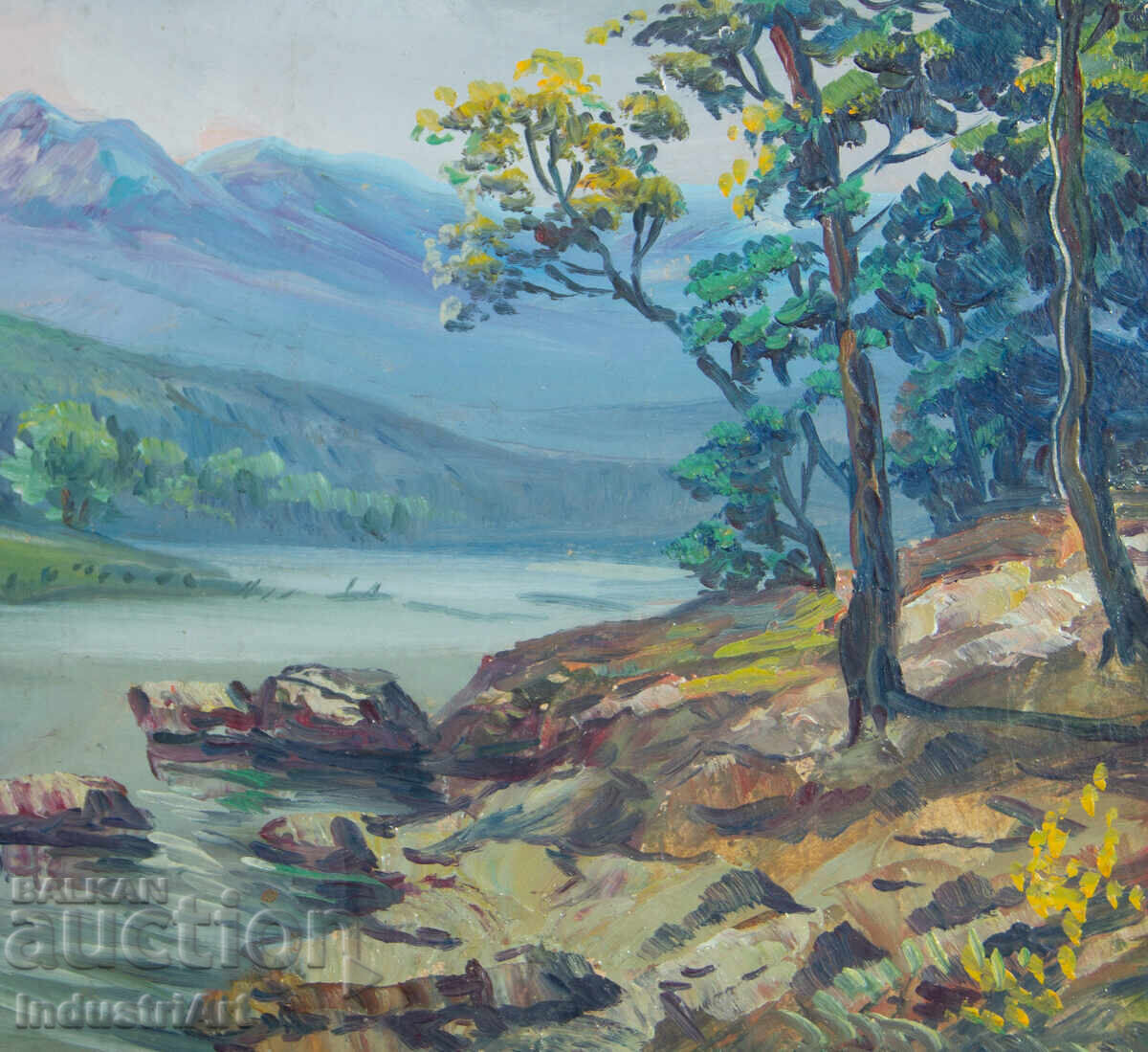 Παράδοση Παλιός ελαιογραφία ανοιξιάτικο ορεινό τοπίο