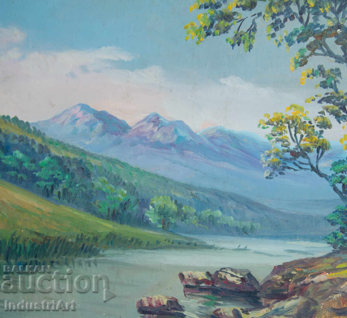 Παλιός ελαιογραφία ανοιξιάτικο ορεινό τοπίο - 5