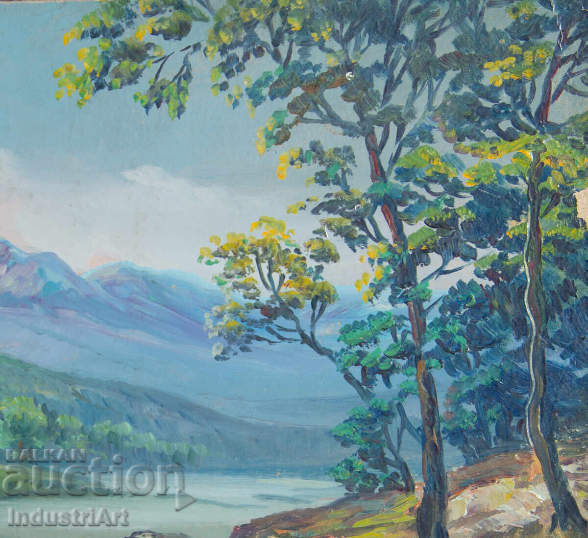 Παλιός ελαιογραφία ανοιξιάτικο ορεινό τοπίο - 6