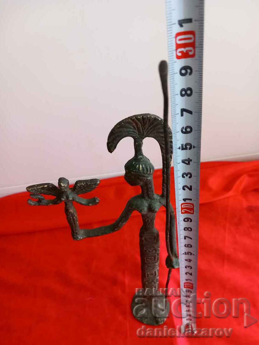 Veche Statuetă de Bronz Zeița Războinică ATENA - 6