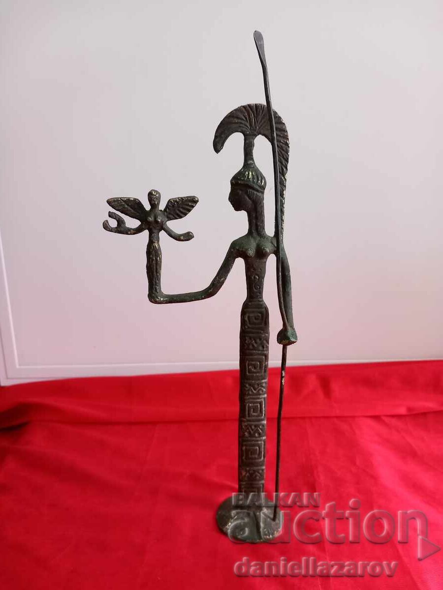 Veche Statuetă de Bronz Zeița Războinică ATENA