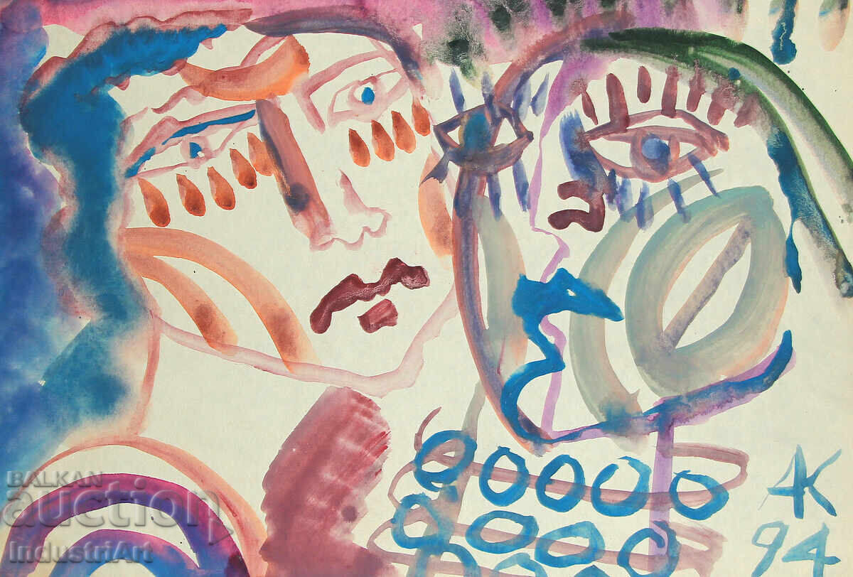 Contemporary Art, Watercolor Abstract Portrait - 6