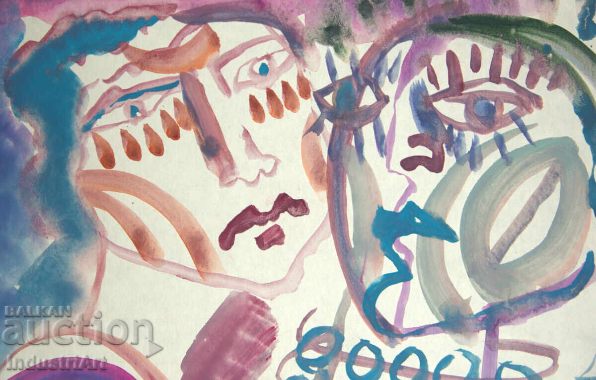 Contemporary Art, Watercolor Abstract Portrait