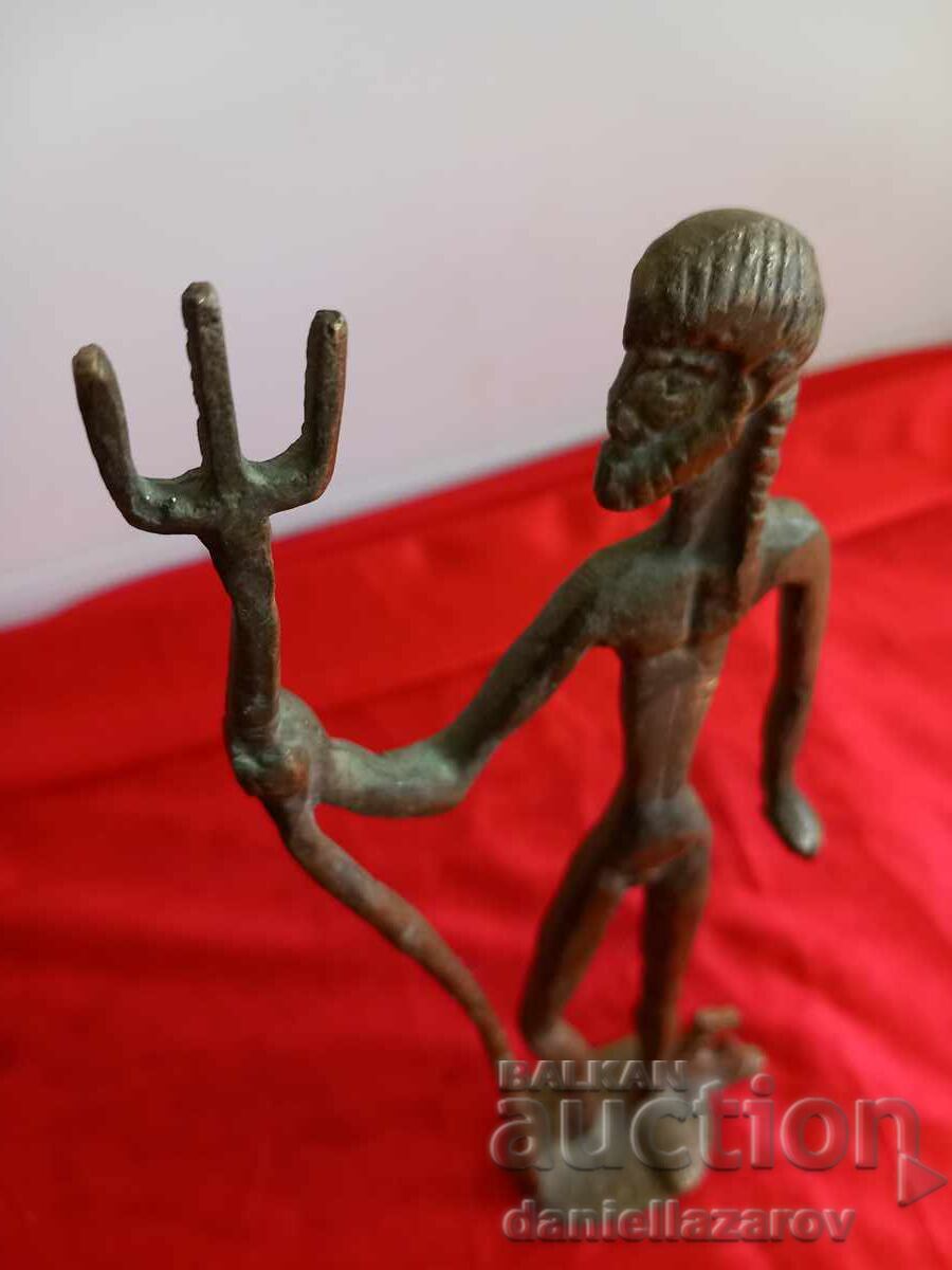 Statuetă Veche de Bronz Zeul POSEIDON - 5