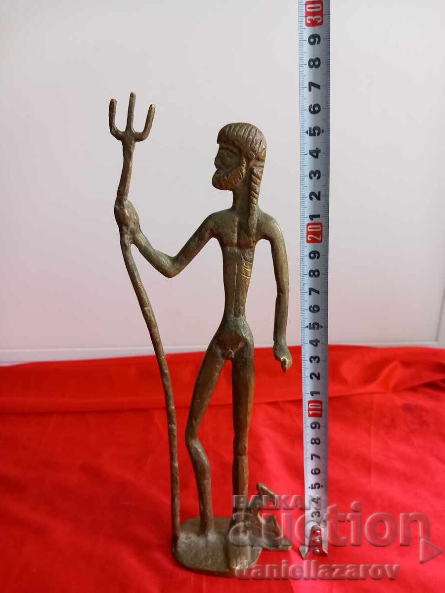 Statuetă Veche de Bronz Zeul POSEIDON - 6