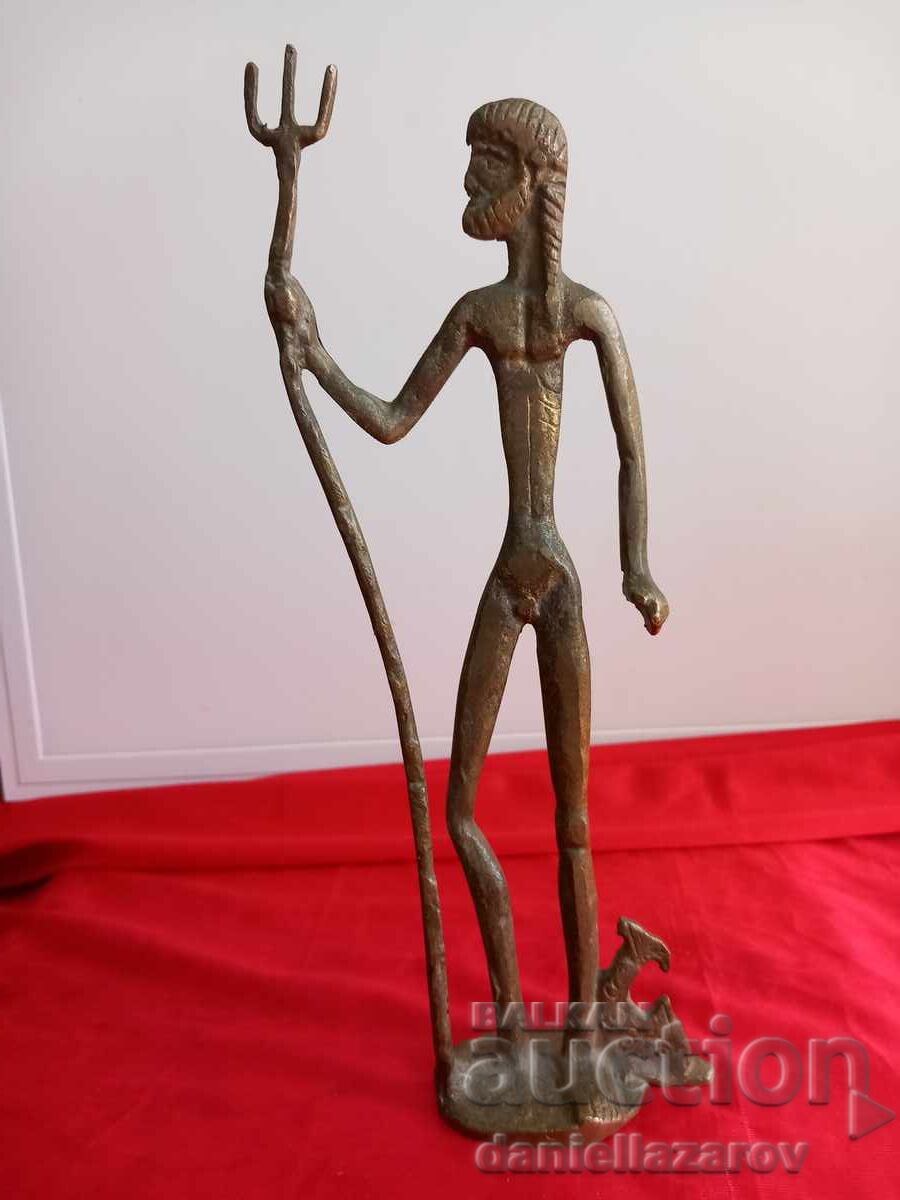Statuetă Veche de Bronz Zeul POSEIDON