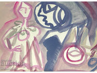 Contemporary Art, Watercolor Expressionist Portrait