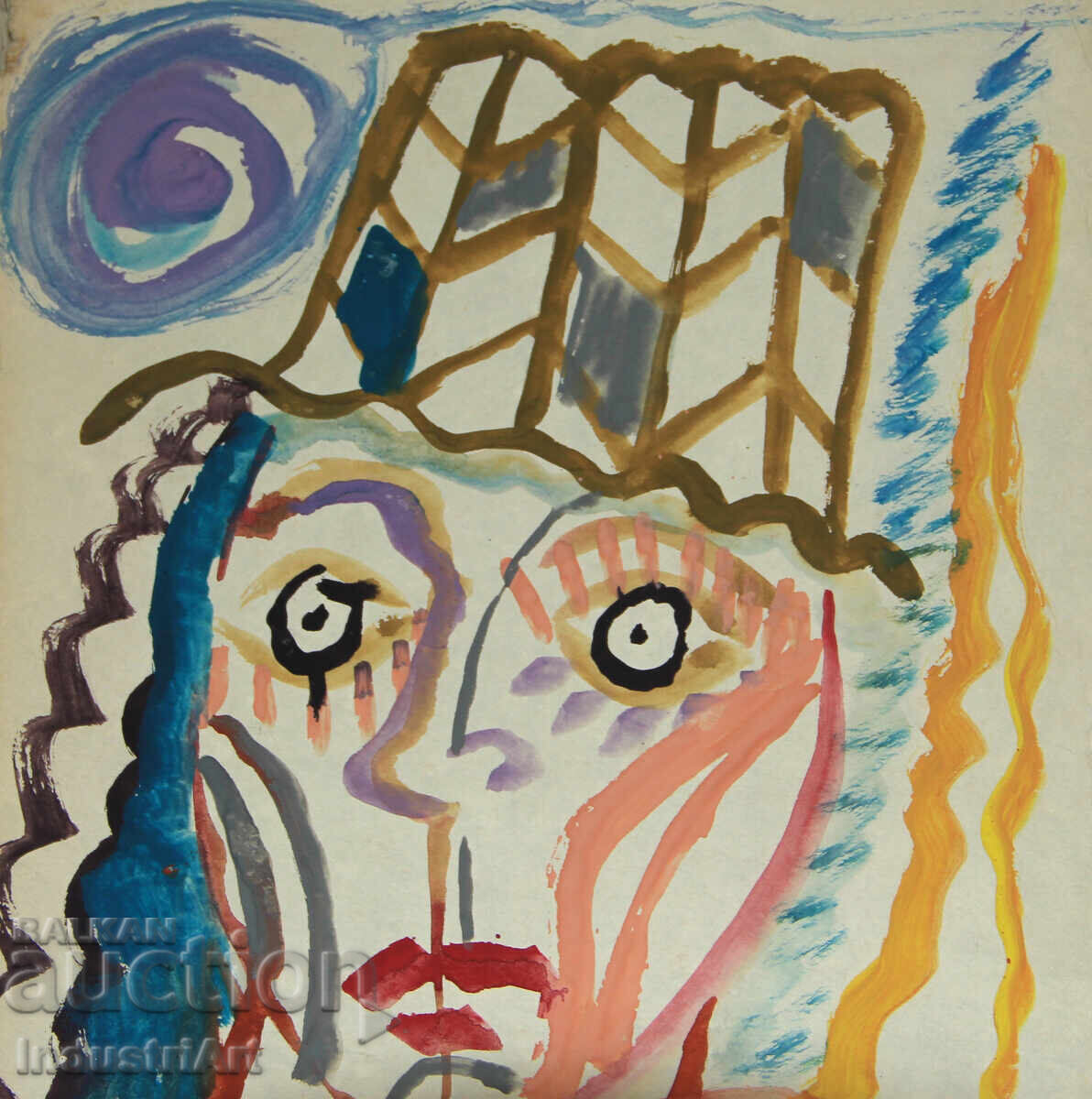 Artă contemporană, acuarelă Portret expresionist cu preț 100.00 BGN | € 51.13 Artă contemporană, acuarelă Portret expresionist cu preț 100.00 BGN | € 51.13