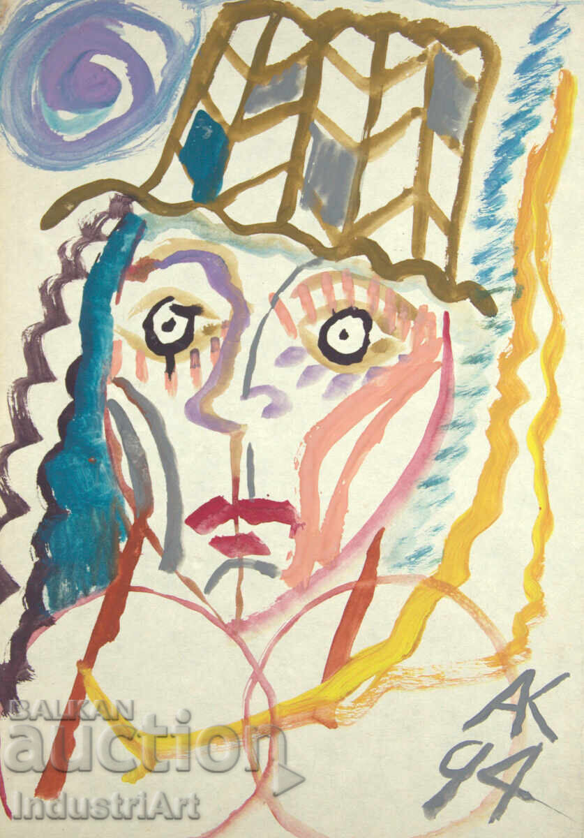 Artă contemporană, acuarelă Portret expresionist - 5 Artă contemporană, acuarelă Portret expresionist - 5