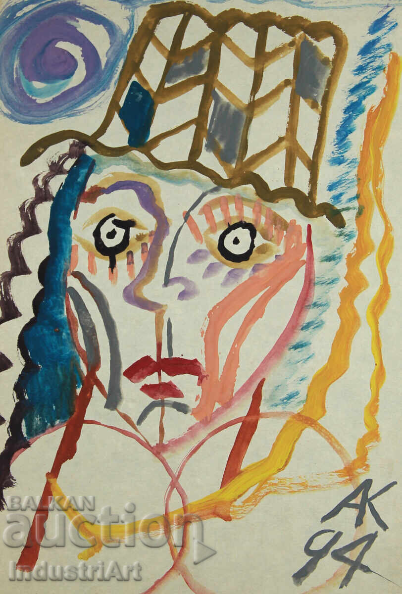 Artă contemporană, acuarelă Portret expresionist - 6 Artă contemporană, acuarelă Portret expresionist - 6