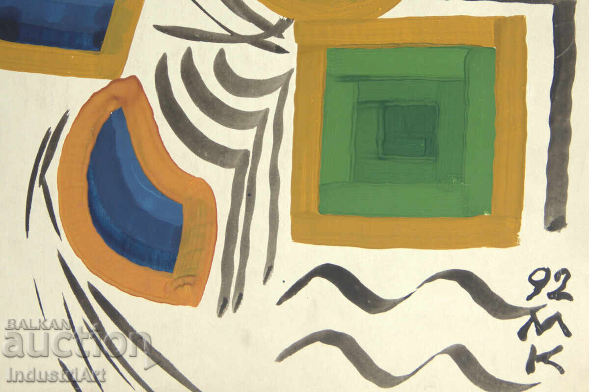 Delivery of Contemporary Art, Tempera Abstract Composition