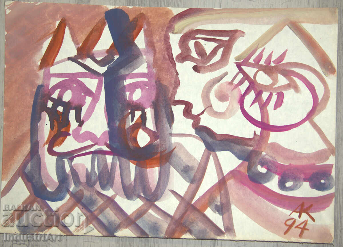 Доставка на Модерно изкуство , акварел абстрактен портрет Доставка на Модерно изкуство , акварел абстрактен портрет