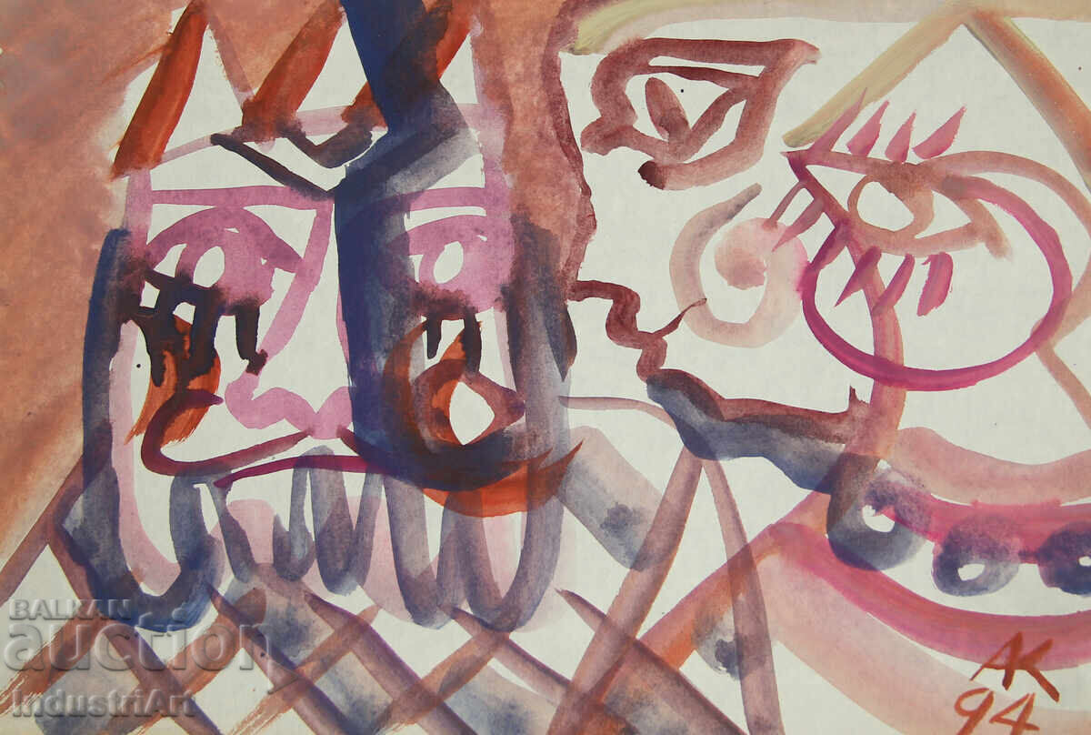 Модерно изкуство , акварел абстрактен портрет - 5 Модерно изкуство , акварел абстрактен портрет - 5