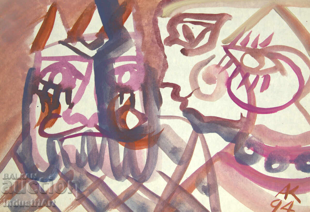 Модерно изкуство , акварел абстрактен портрет - 6 Модерно изкуство , акварел абстрактен портрет - 6