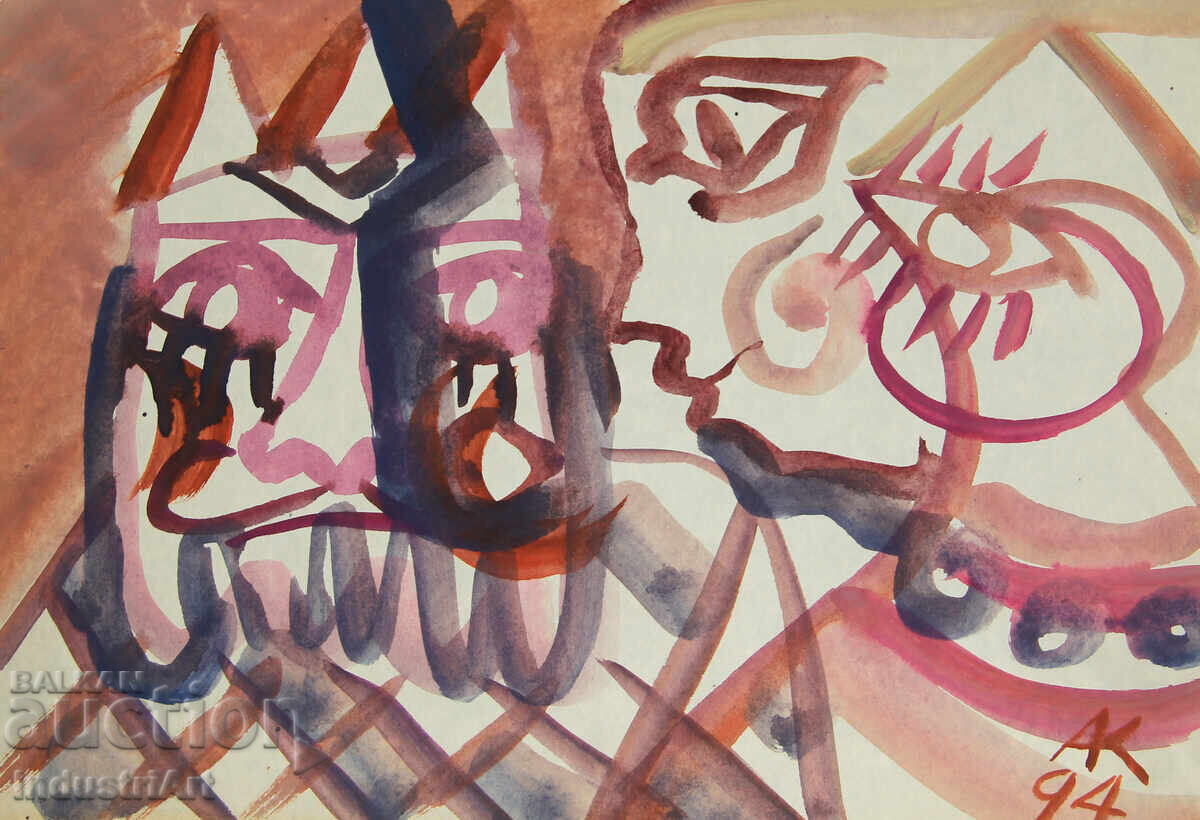 Модерно изкуство , акварел абстрактен портрет - 7 Модерно изкуство , акварел абстрактен портрет - 7