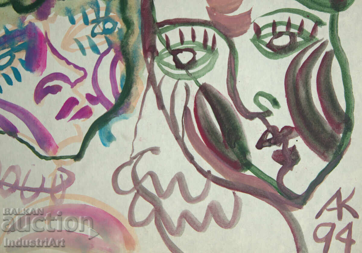 Modern art, watercolor abstract portrait with price 100.00 BGN | € 51.13 Modern art, watercolor abstract portrait with price 100.00 BGN | € 51.13