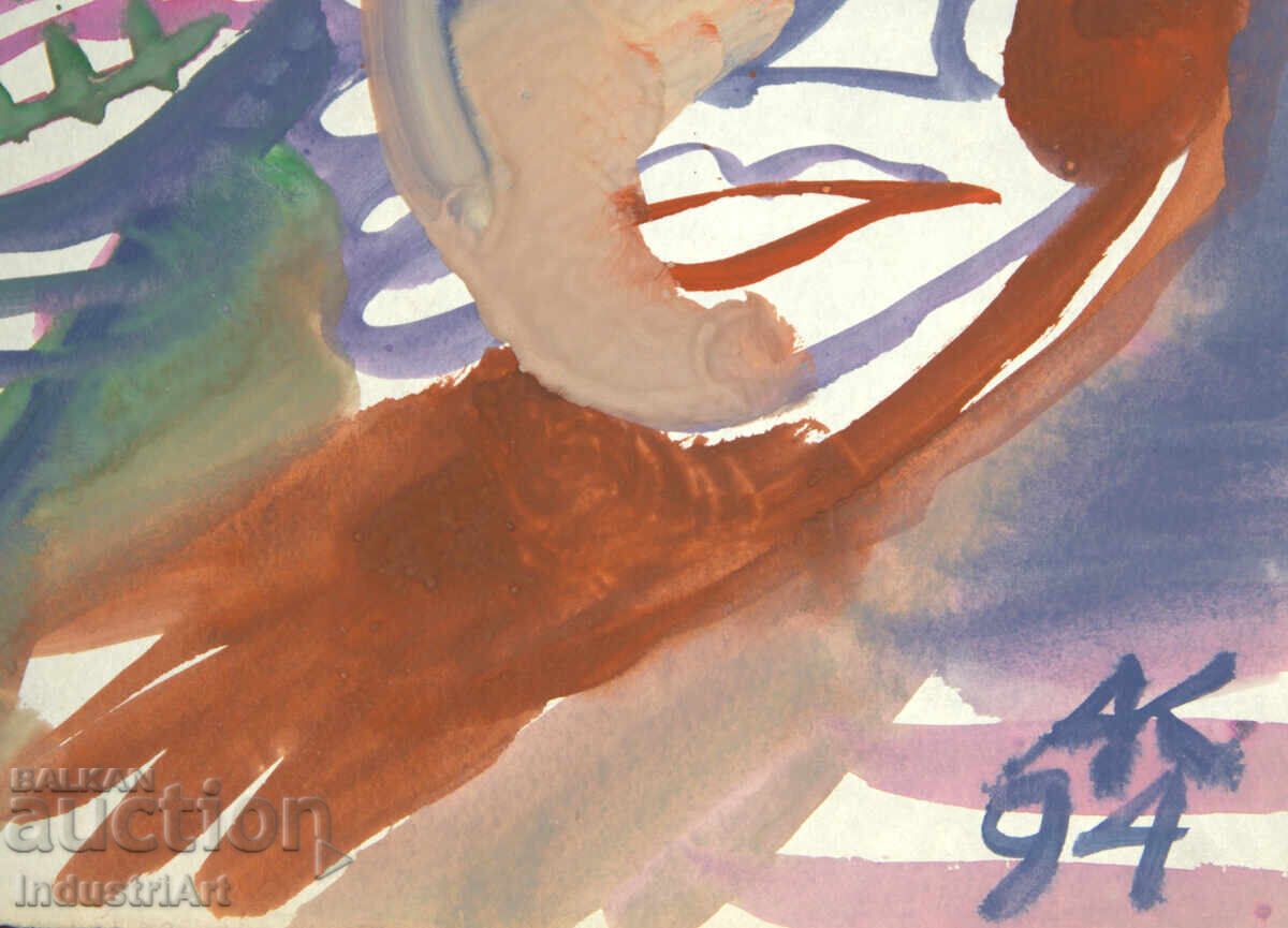 Auction  Modern art, watercolor abstract portrait