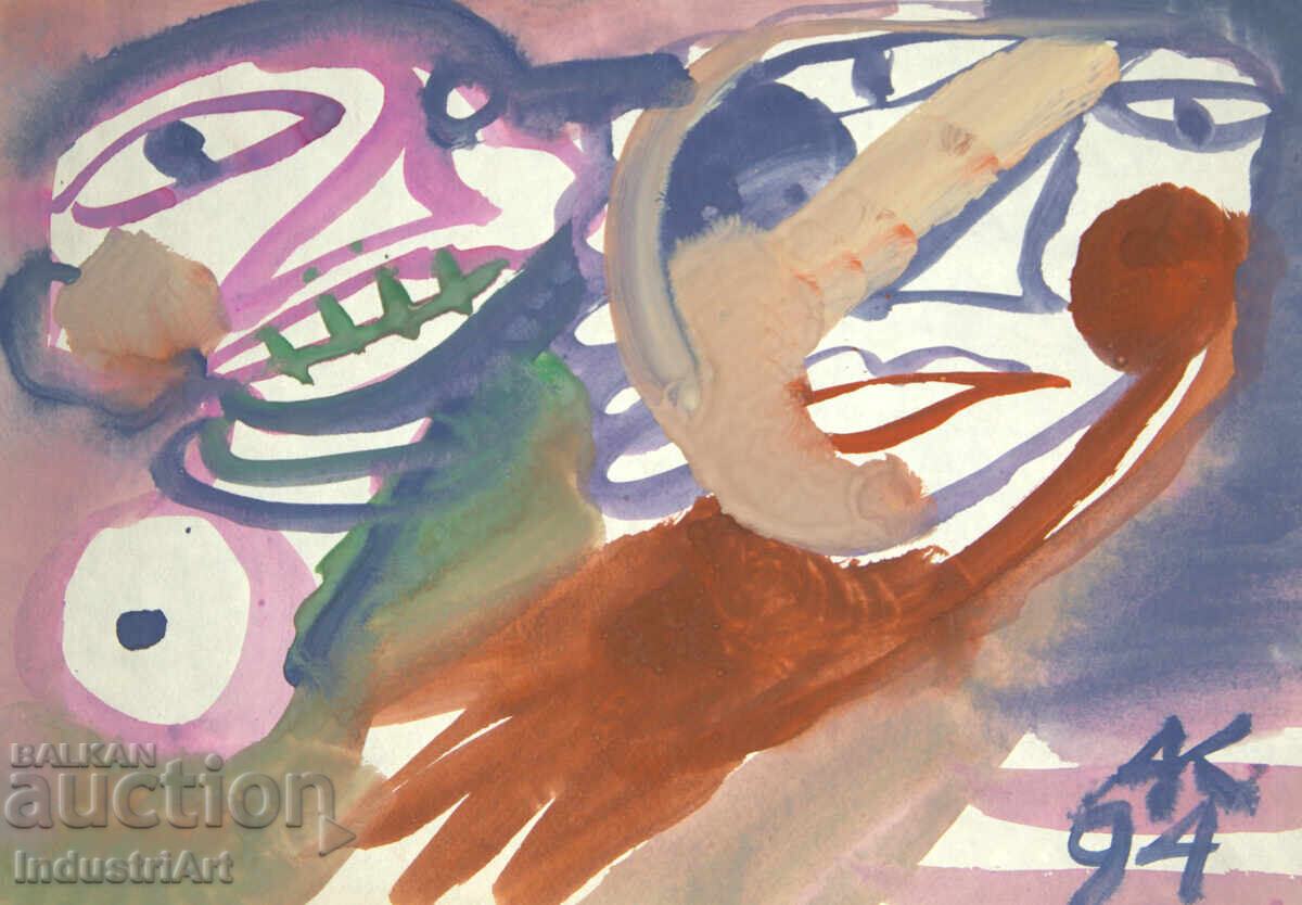 Modern art, watercolor abstract portrait - 5