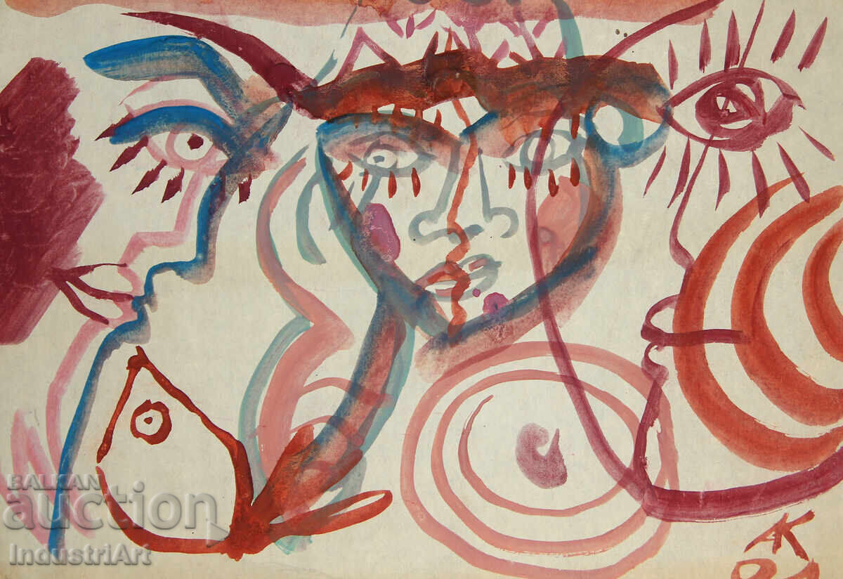 Modern art, watercolor abstract portrait '94