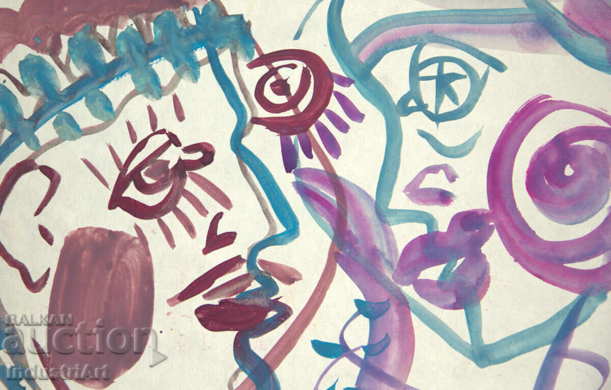 Modern art, watercolor abstract portrait couple with price 100.00 BGN | € 51.13